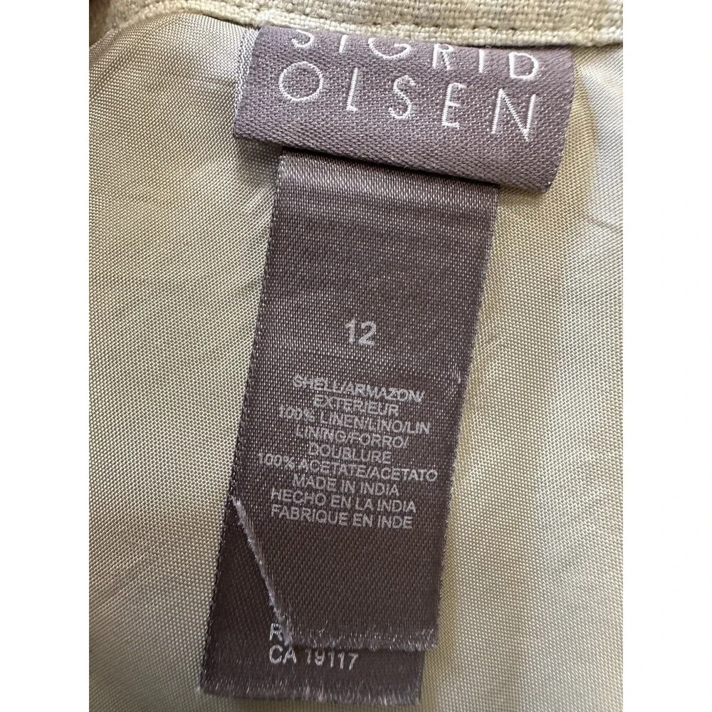 Sigrid Olsen 100% Linen‎ Beige Embroidered Skirt Women’s 12 Lined Boho Fairy EUC